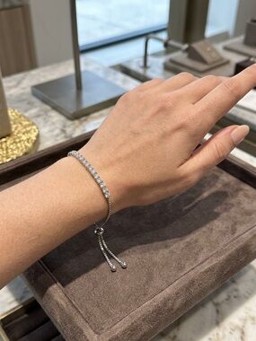 Aurloom Rhodium Plated Adjustable Tennis Bracelet CZ Bolo Bracelet NIB